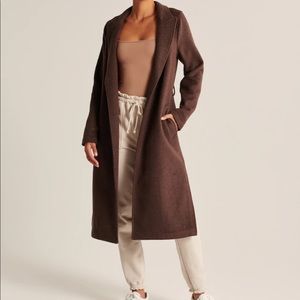 Wool blend belted dad coat